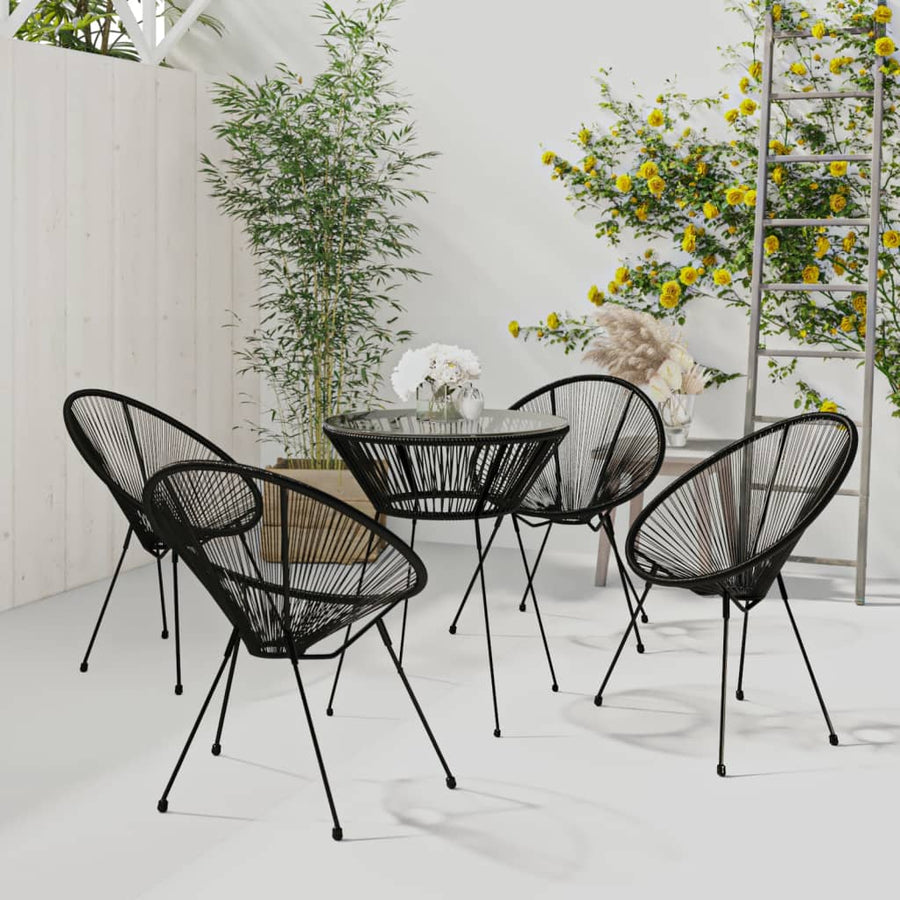 5-delige Tuinset PVC-rattan zwart - Griffin Retail