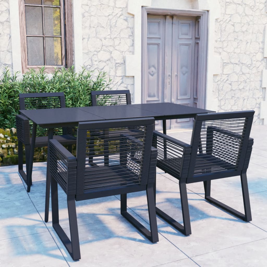 5-delige Tuinset PVC-rattan zwart - Griffin Retail