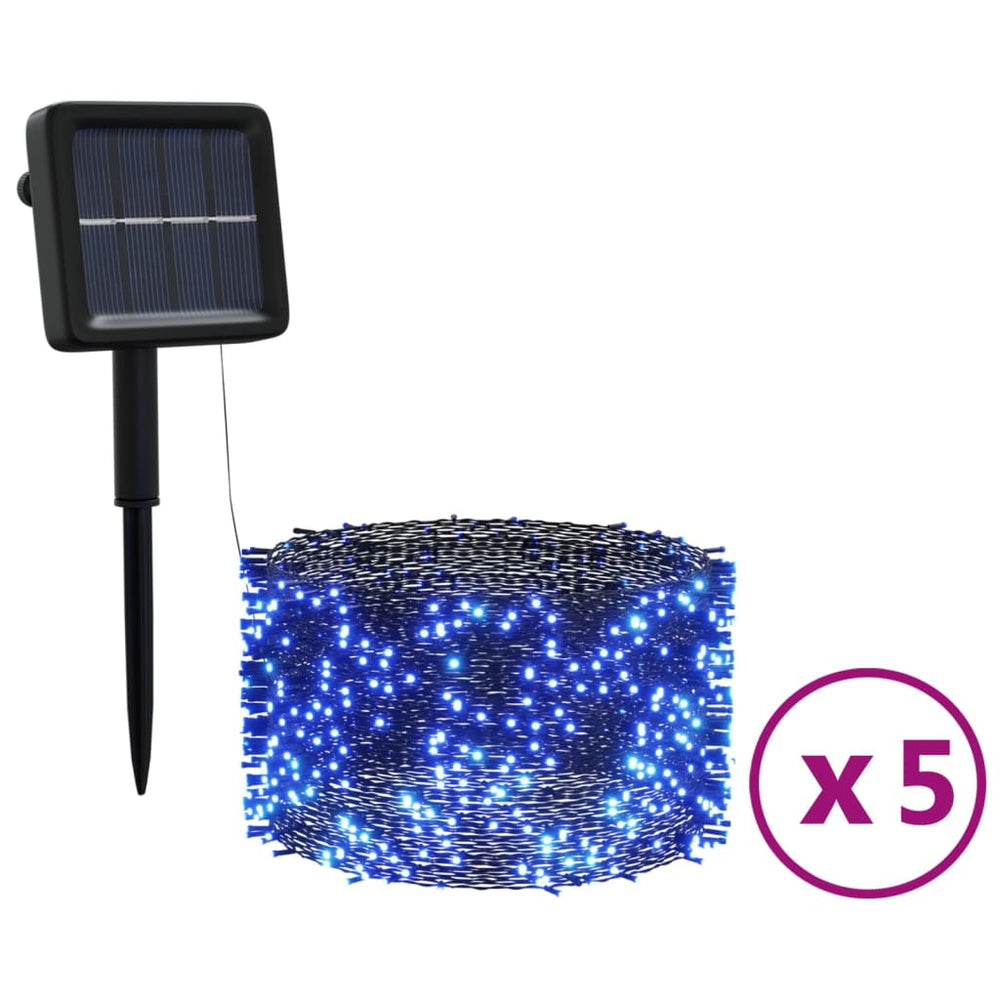 5 st Lichtslinger met 200 LED's solar binnen/buiten blauw - Griffin Retail
