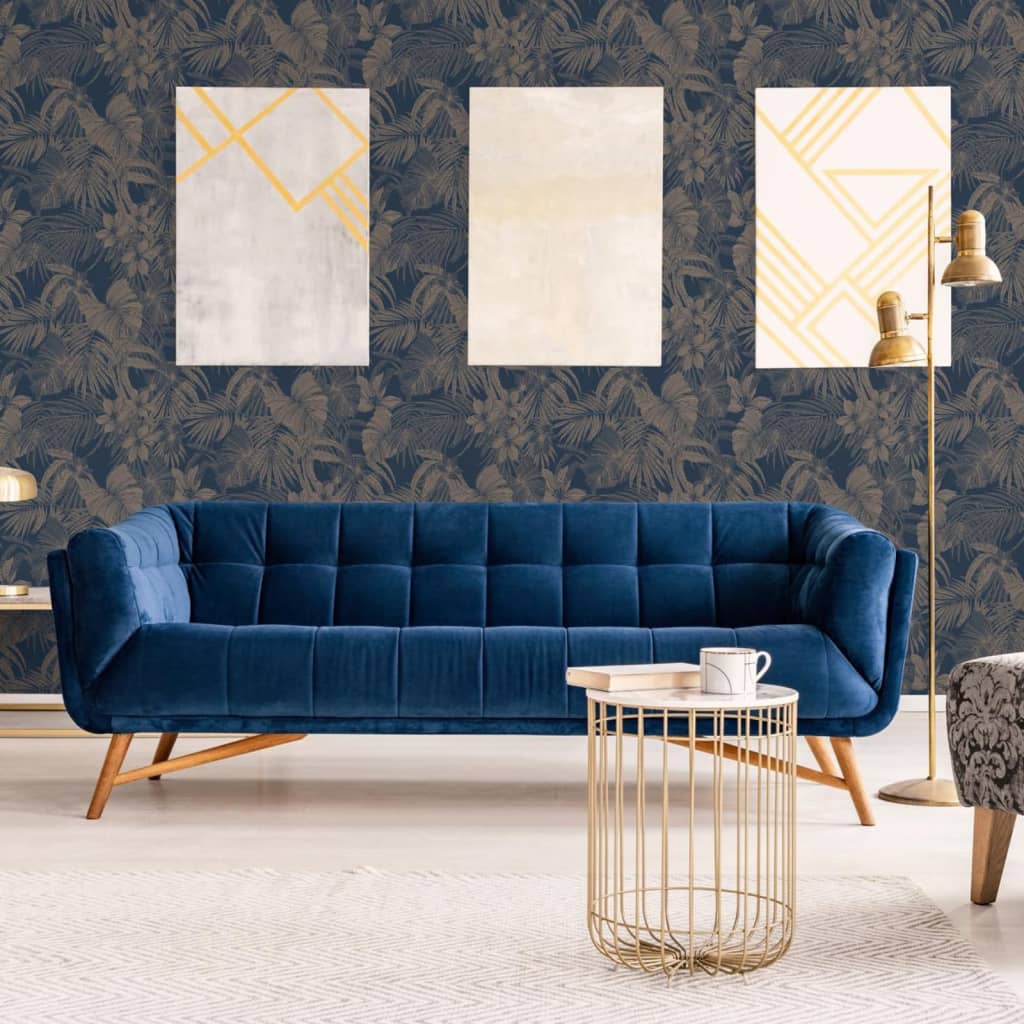 DUTCH WALLCOVERINGS Behang Joelle zilverkleurig en blauw