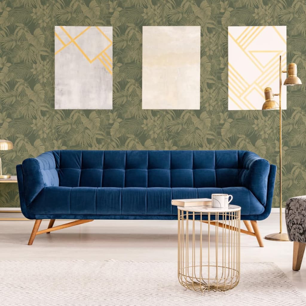 DUTCH WALLCOVERINGS Behang Joelle groen en goudkleurig