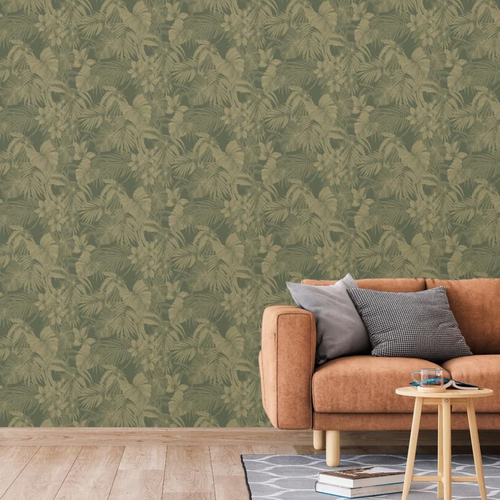 DUTCH WALLCOVERINGS Behang Joelle groen en goudkleurig