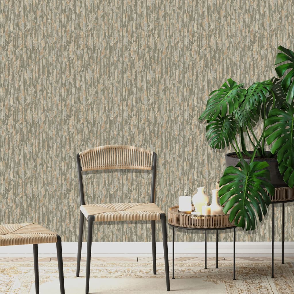 DUTCH WALLCOVERINGS Behang Phoenix groen en beige