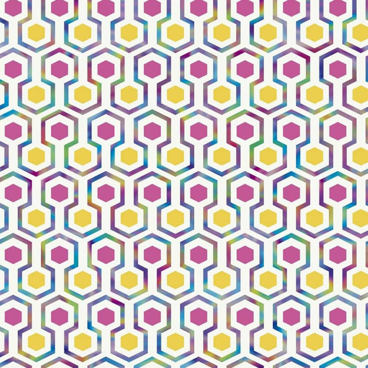 Good Vibes Behang Hexagon Pattern roze en geel