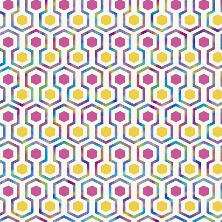 Good Vibes Behang Hexagon Pattern roze en geel