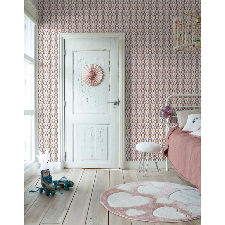 Good Vibes Behang Hexagon Pattern roze en paars