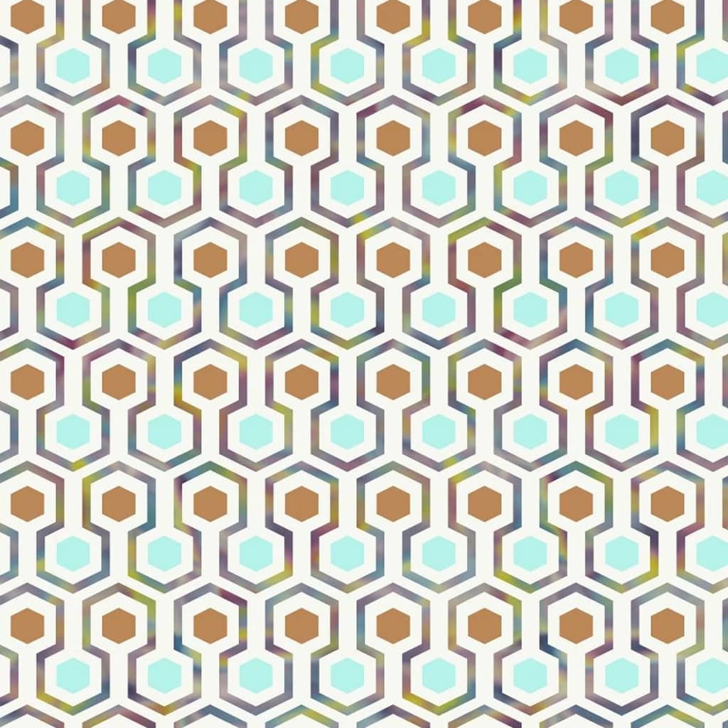 Good Vibes Behang Hexagon Pattern groen en oranje