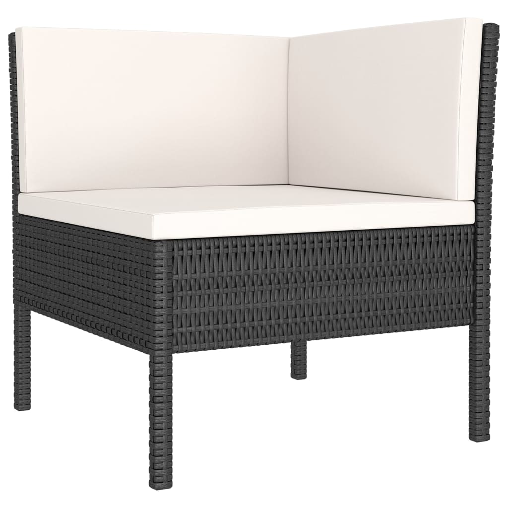 6-delige Loungeset met kussens poly rattan zwart - Griffin Retail