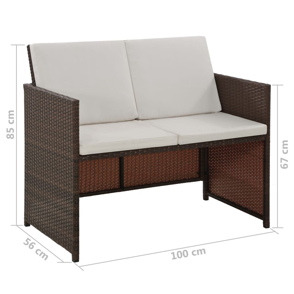 6-delige Tuinset met kussens poly rattan bruin - Griffin Retail