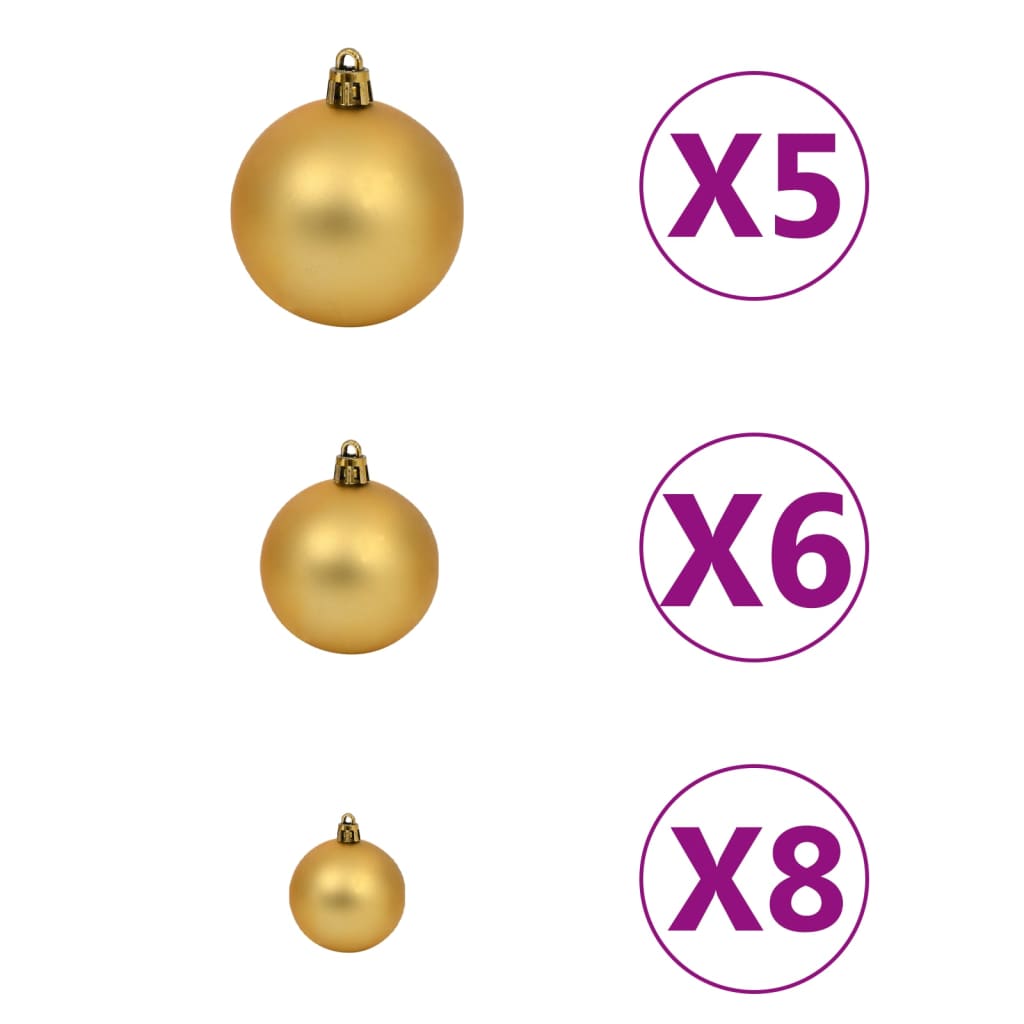 61-delige Kerstballenset met piek en 150 LED's goud en brons - Griffin Retail