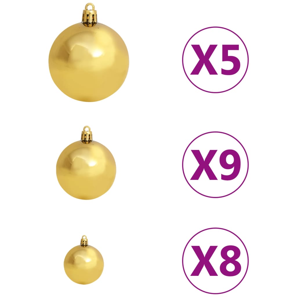 61-delige Kerstballenset met piek en 150 LED's goud en brons - Griffin Retail