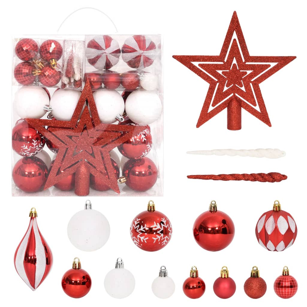 64-delige Kerstballenset rood en wit - Griffin Retail