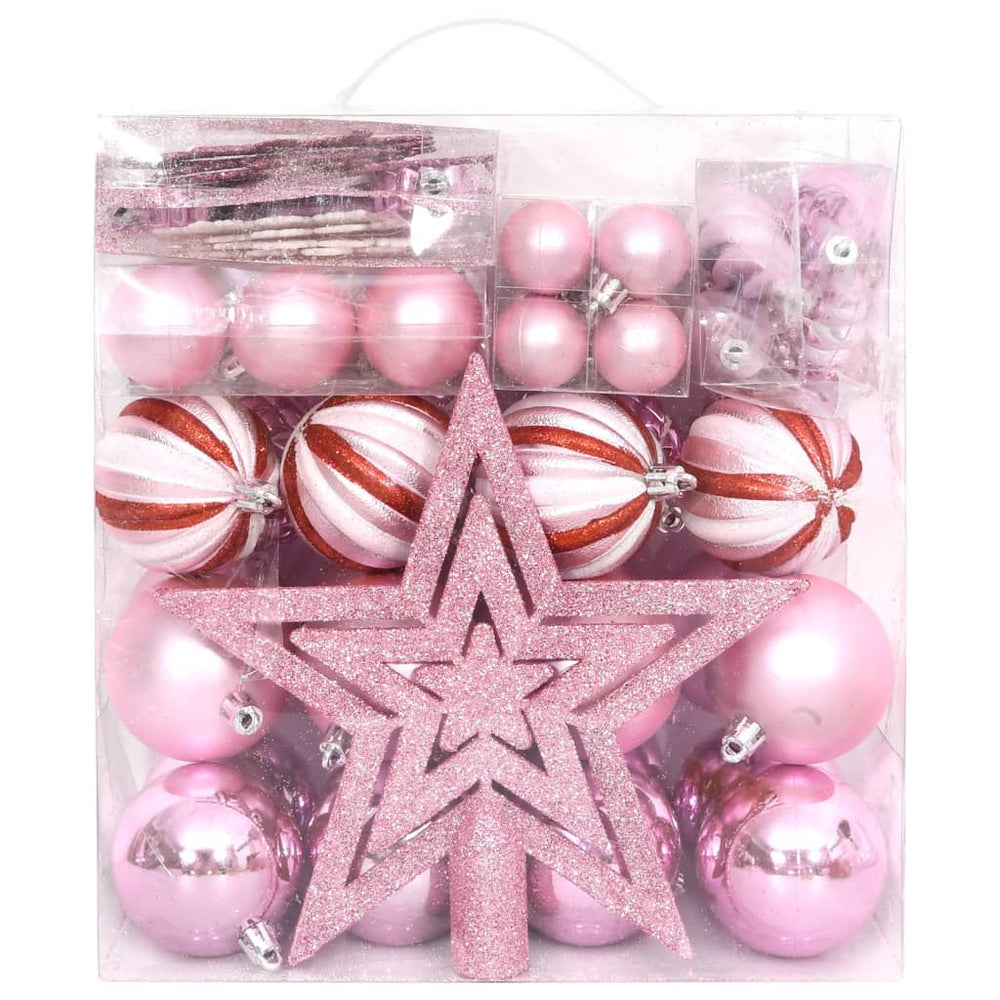 65-delige Kerstballenset roze/rood/wit - Griffin Retail