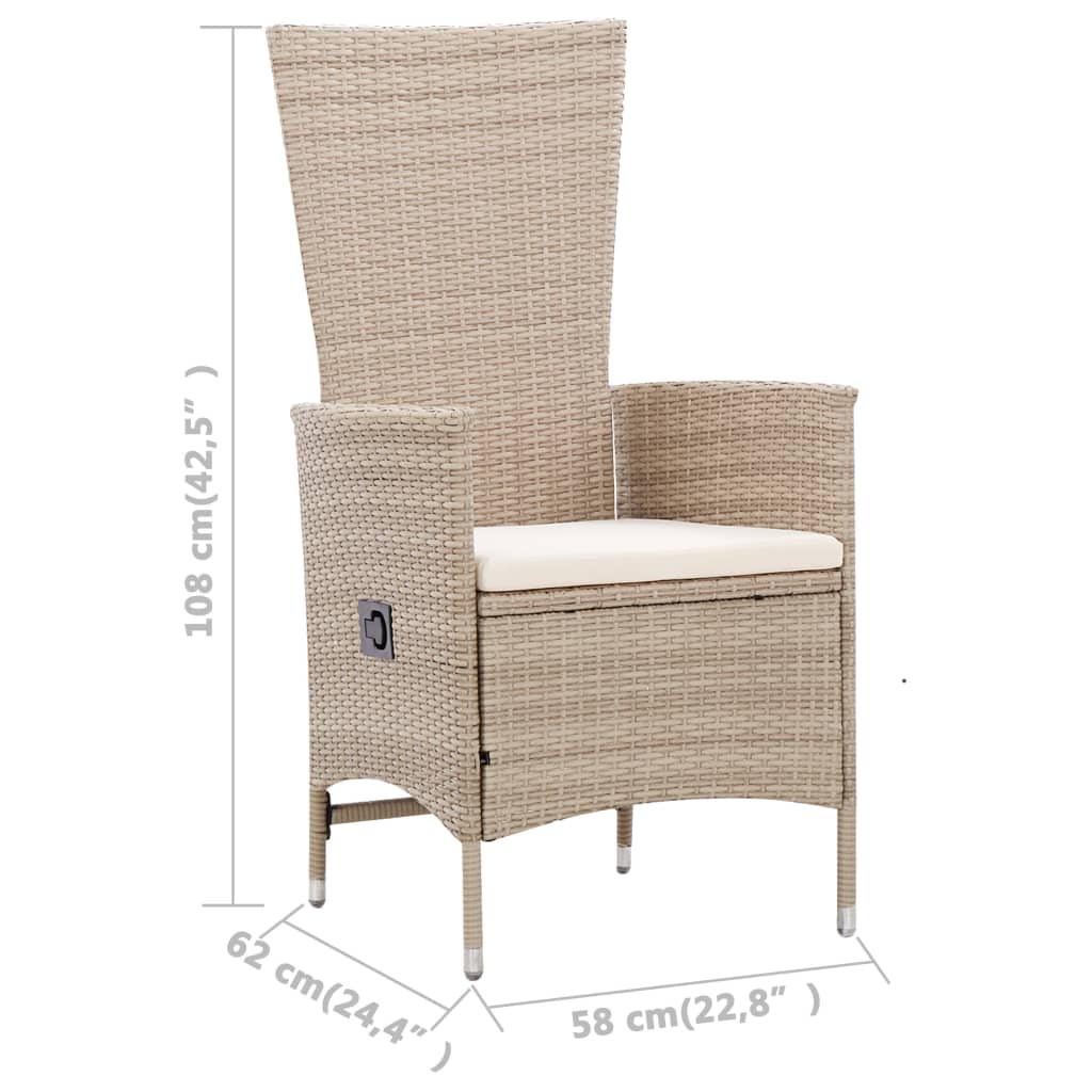 7-delige Tuinset met kussens poly rattan beige - Griffin Retail