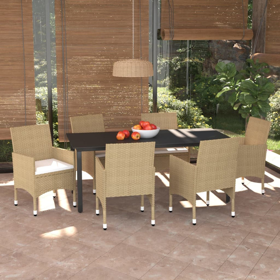 7-delige Tuinset met kussens poly rattan beige - Griffin Retail