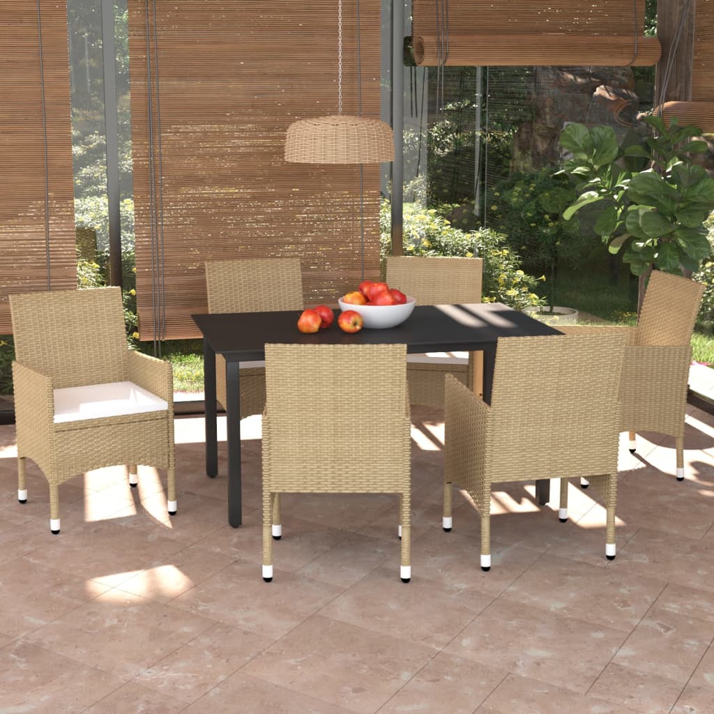 7-delige Tuinset met kussens poly rattan beige - Griffin Retail