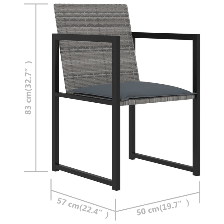 7-delige Tuinset met kussens poly rattan grijs - Griffin Retail