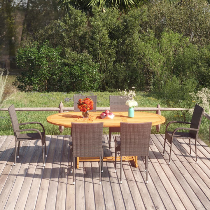 7-delige Tuinset poly rattan bruin - Griffin Retail