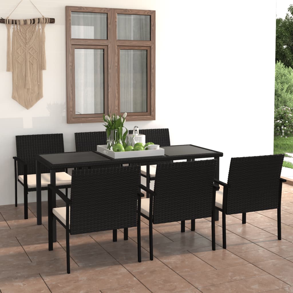 7-delige Tuinset poly rattan zwart - Griffin Retail