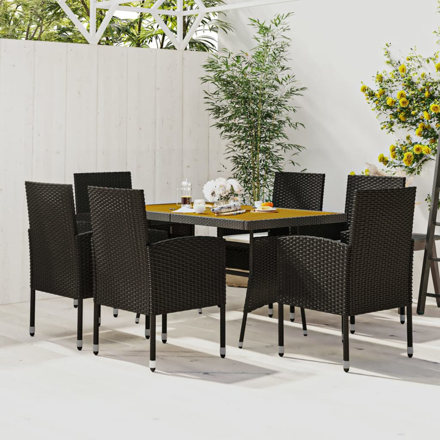 7-delige Tuinset poly rattan zwart - Griffin Retail