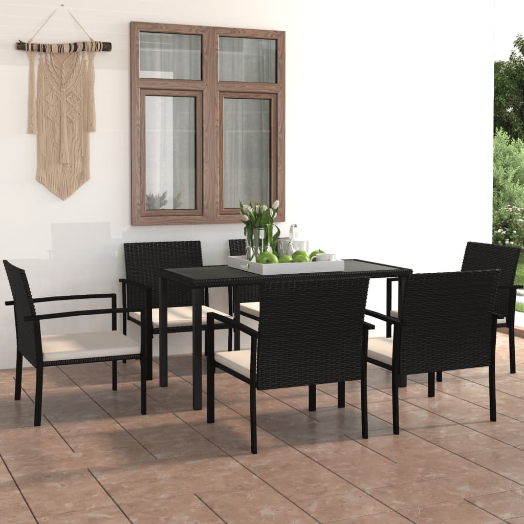 7-delige Tuinset poly rattan zwart - Griffin Retail