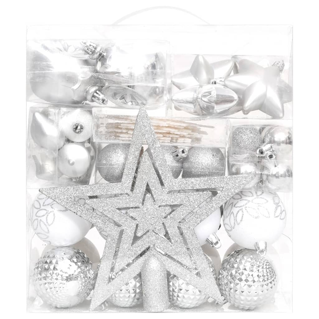 70-delige Kerstballenset zilver en wit - Griffin Retail