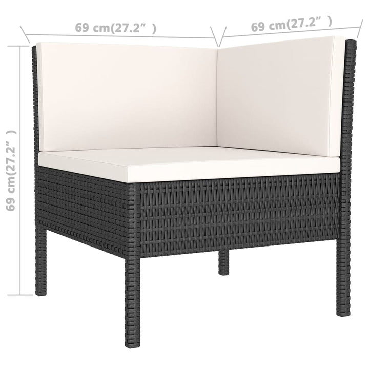 8-delige Loungeset met kussens poly rattan zwart - Griffin Retail