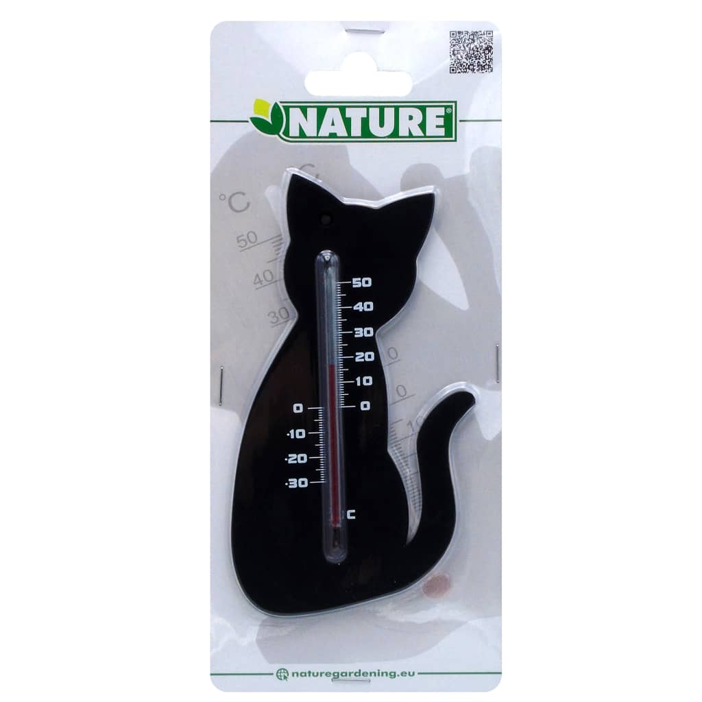 Nature Wandthermometer kat zwart