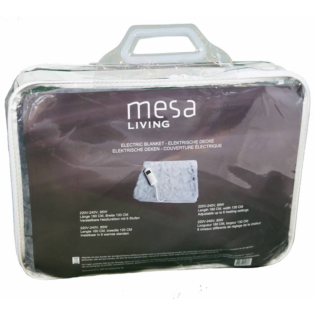 MESA LIVING Elektrische deken 180x130 cm grijs 804.080