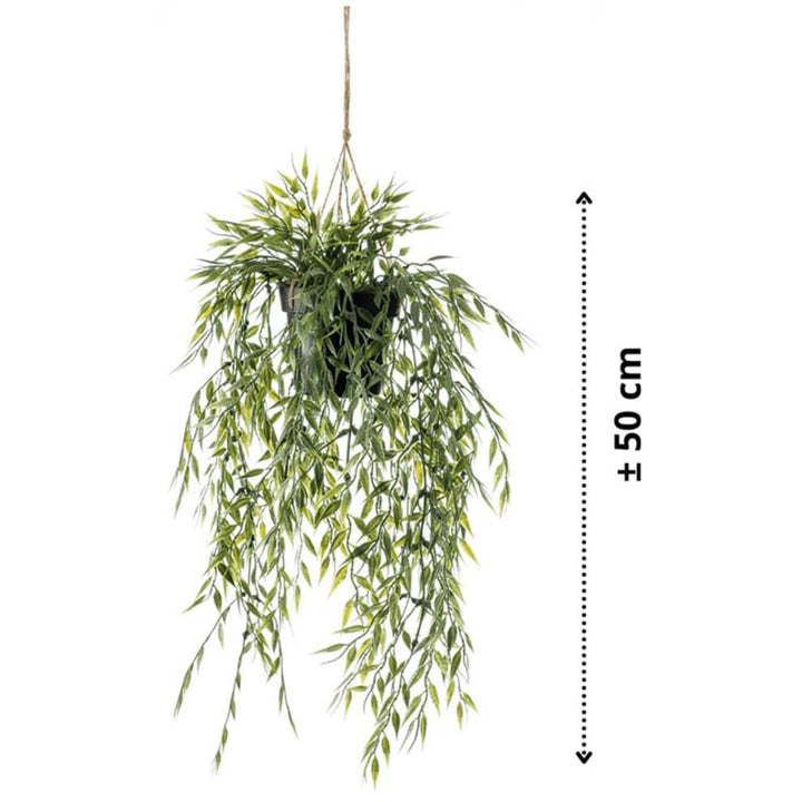 Emerald Kunstplant hangend in pot bamboe 50 cm