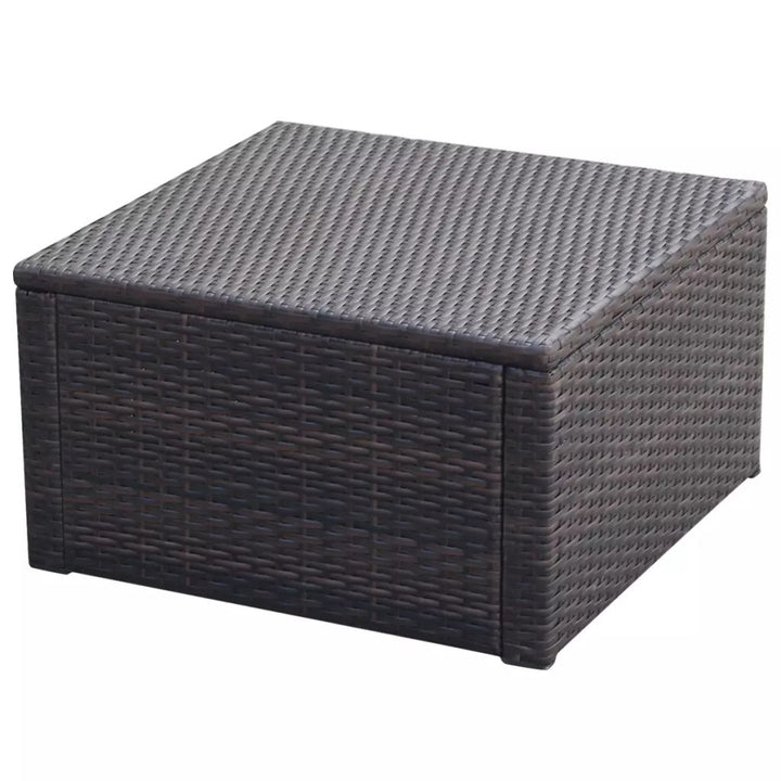 Voetenbank/poef bruin 53x53x30 cm poly rotan