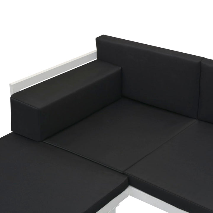 4-delige Loungeset met kussens aluminium zwart