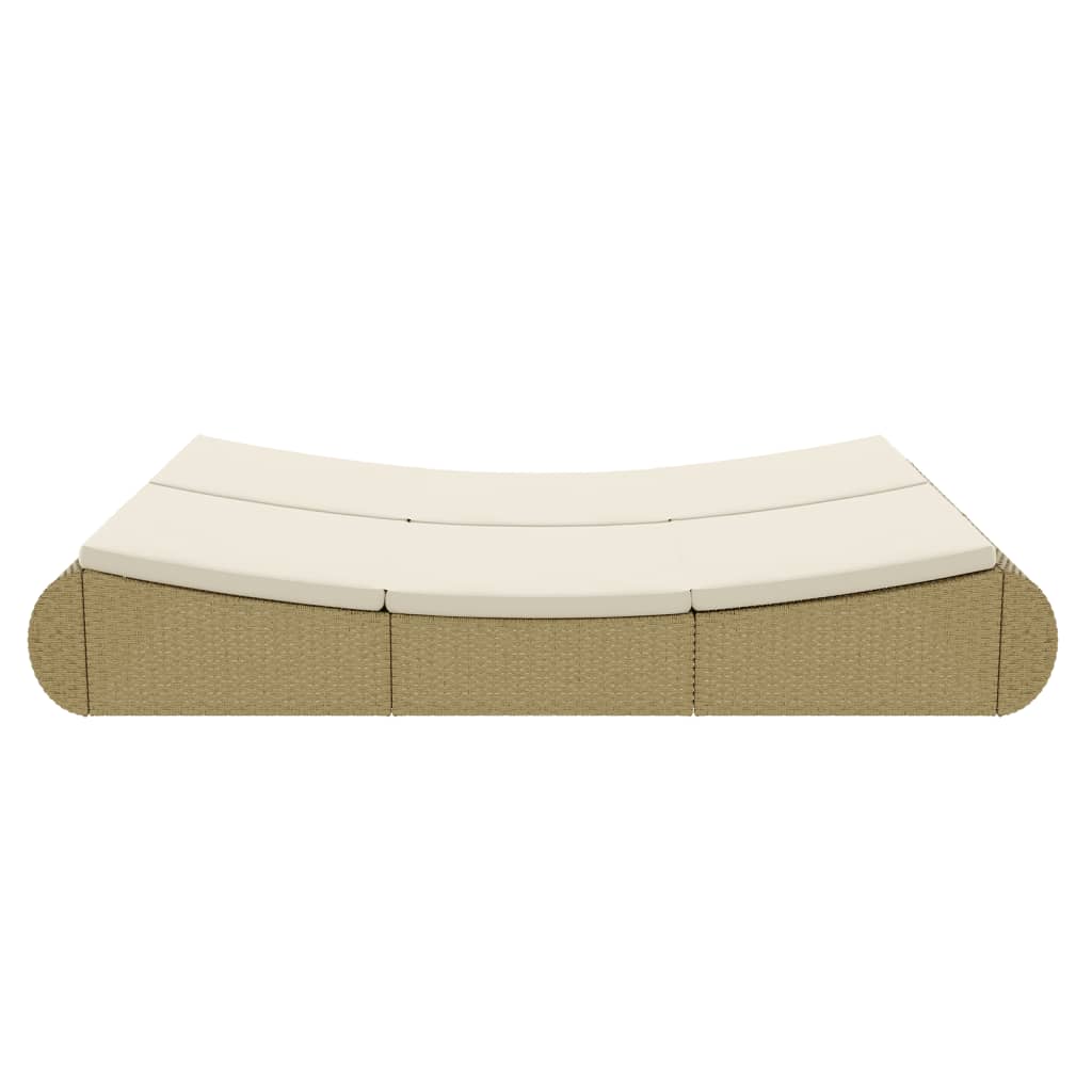 Loungebed poly rattan beige