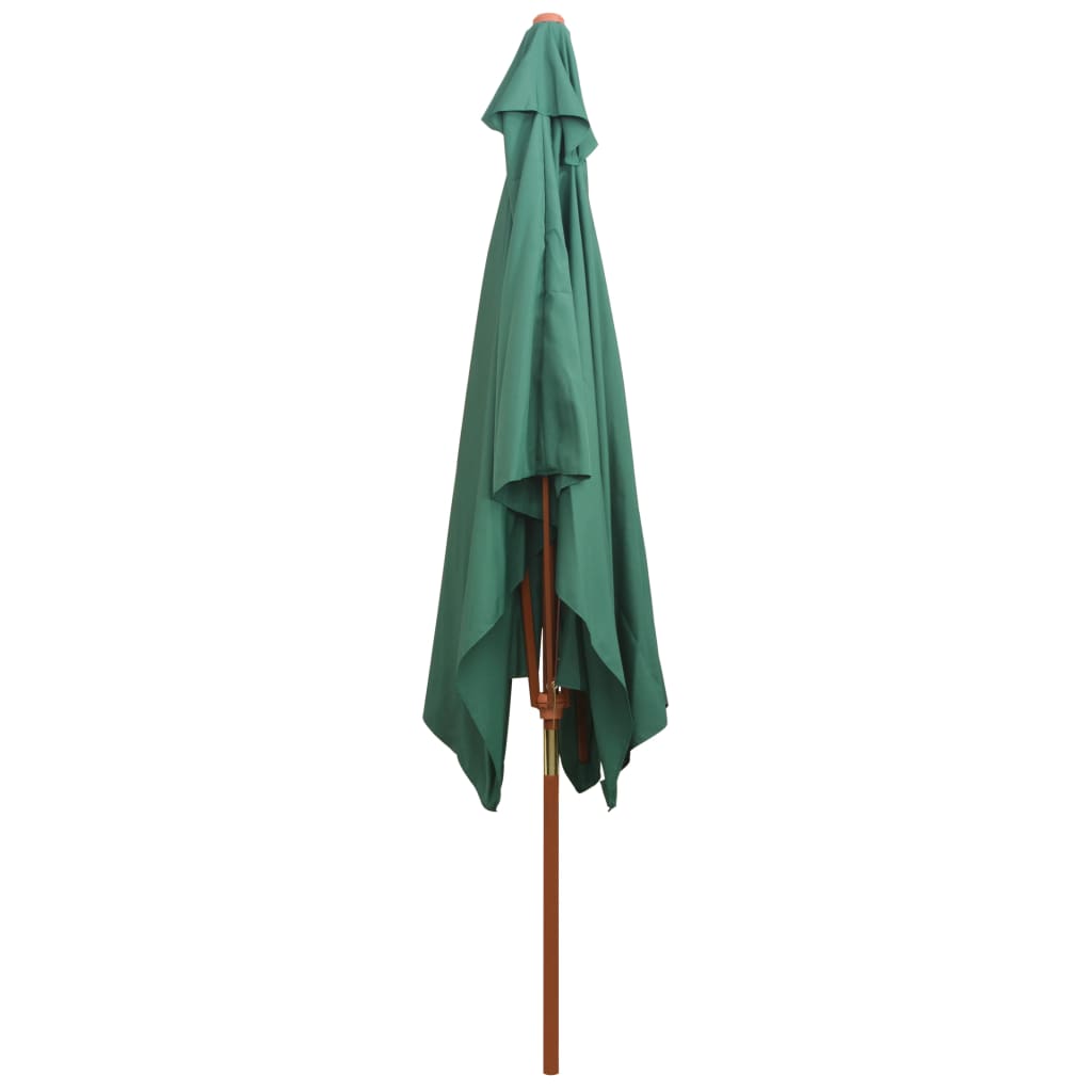 Parasol met houten paal 200x300 cm groen