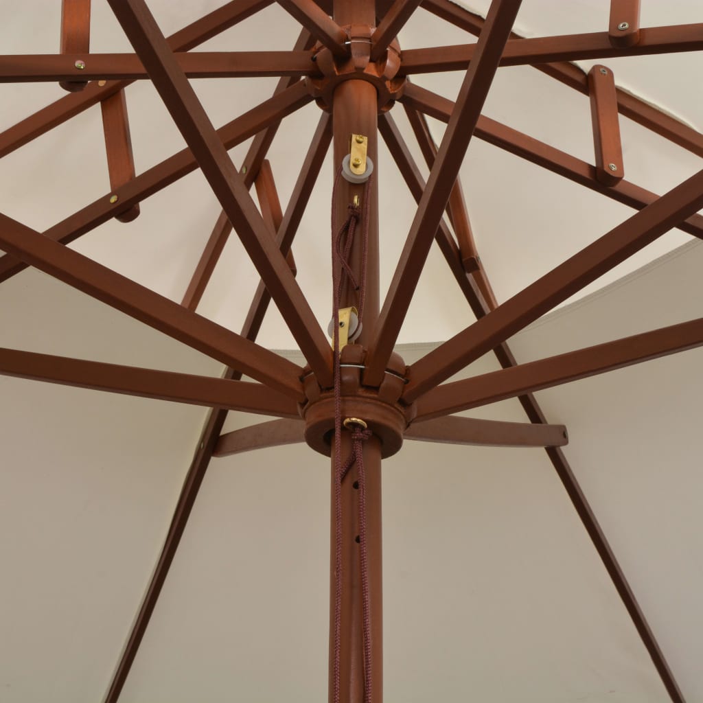 Dubbeldekker parasol 270x270 cm houten paal crèmewit