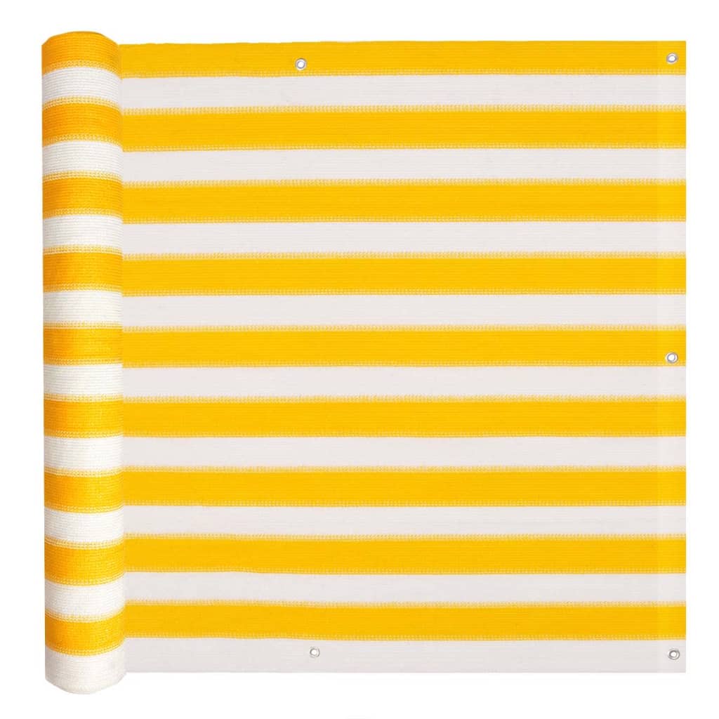 Balkonscherm HDPE 75x600 cm geel en wit