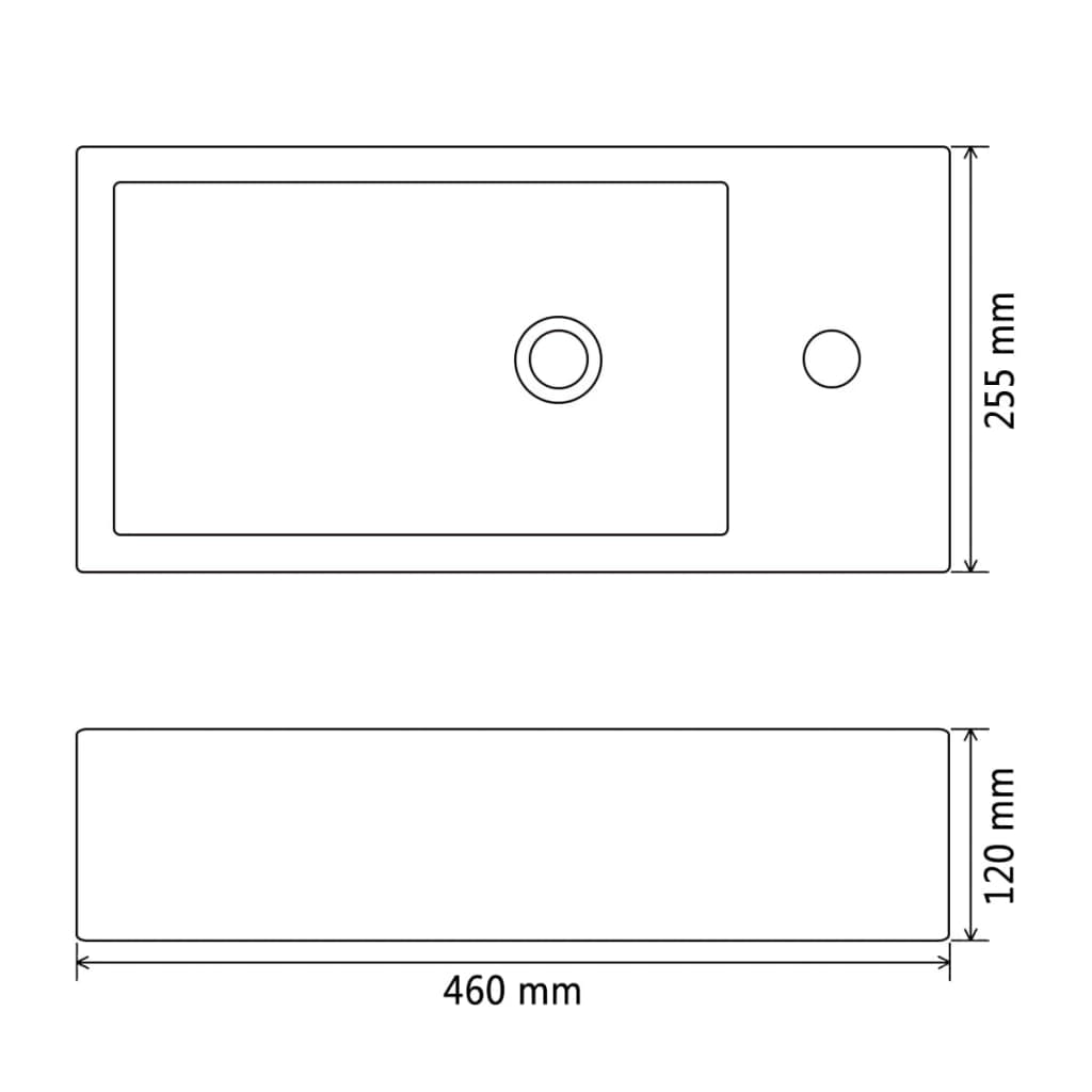 Wastafel met kraangat rechthoekig wit 46x25,5x12 cm keramiek