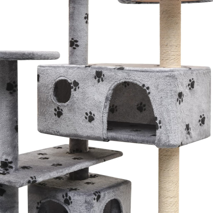 Kattenkrabpaal met sisal krabpalen 125 cm pootafdrukken grijs