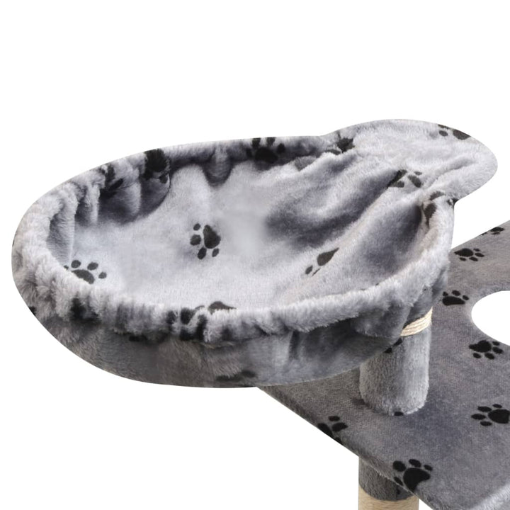 Kattenkrabpaal met sisal krabpalen 150 cm pootafdrukken grijs