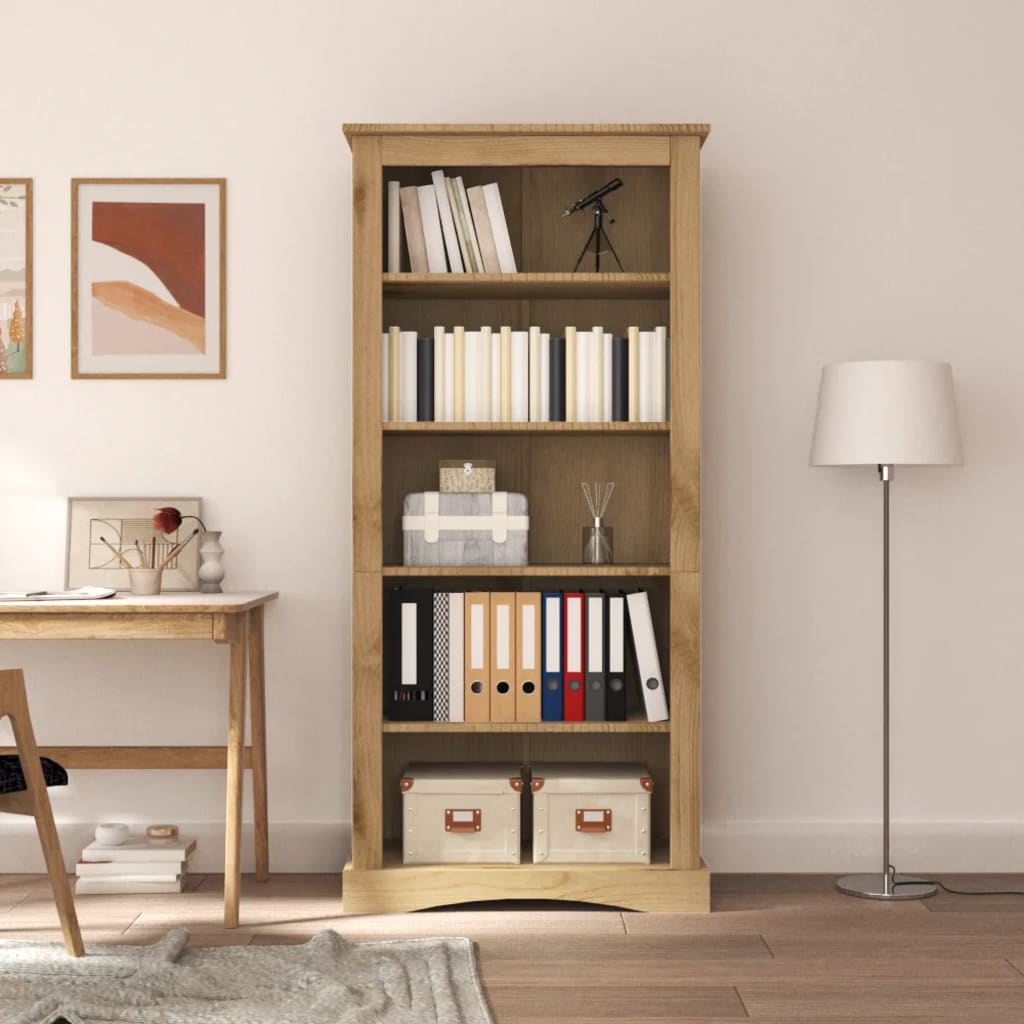 Boekenkast grenenhout met 5 planken Corona-stijl 81x29x170 cm