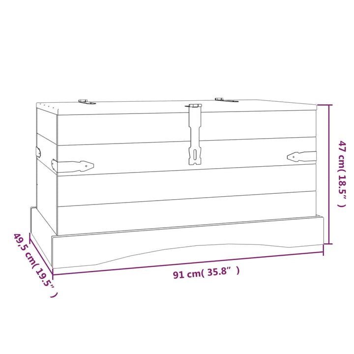 Opbergkist Mexicaans grenenhout Corona-stijl 91x49,5x47 cm