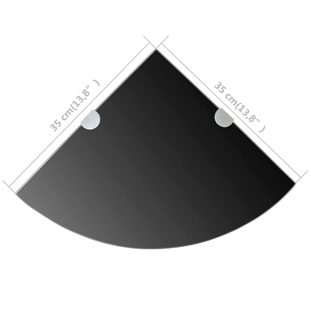 Hoekschap met chromen dragers zwart 35x35 cm glas