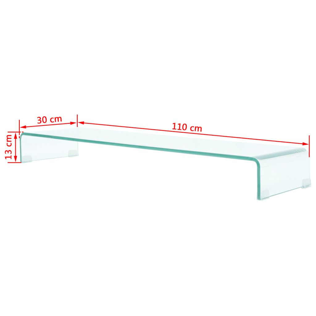 TV-meubel/monitorverhoger transparant 110x30x13 cm glas