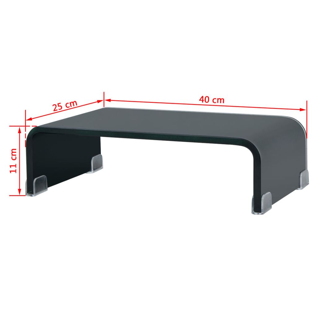 Tv-meubel/monitorverhoger zwart 40x25x11 cm glas