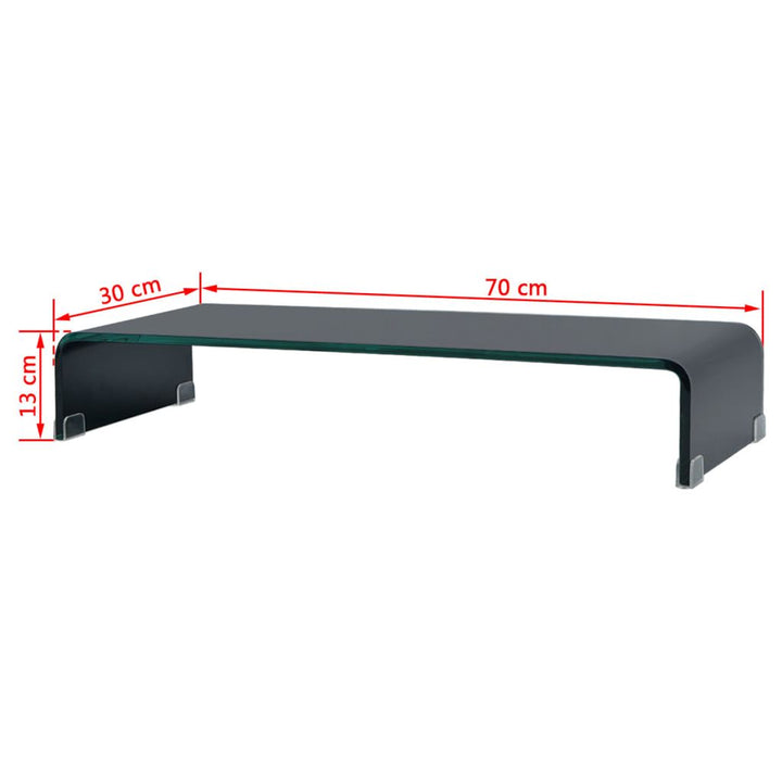 Tv-meubel/monitorverhoger zwart 70x30x13 cm glas