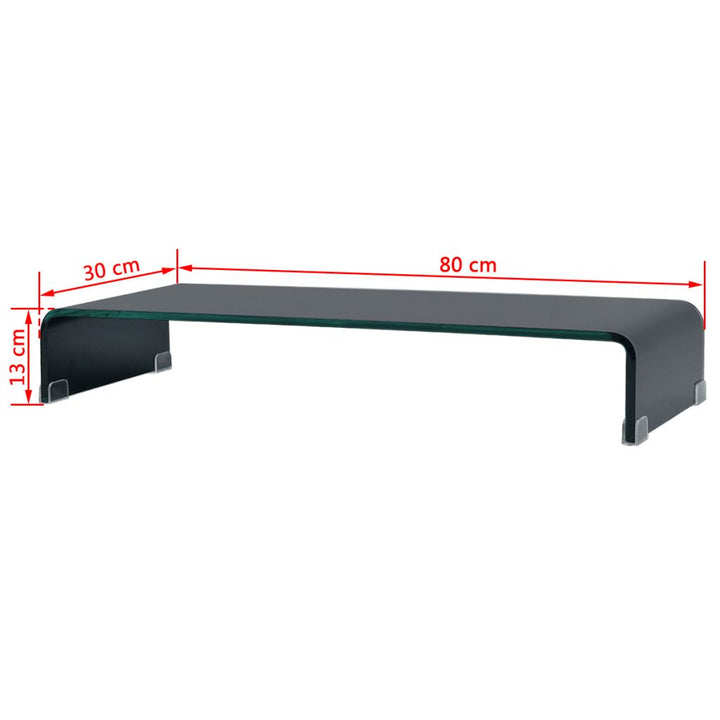 Tv-meubel/monitorverhoger zwart 80x30x13 cm glas