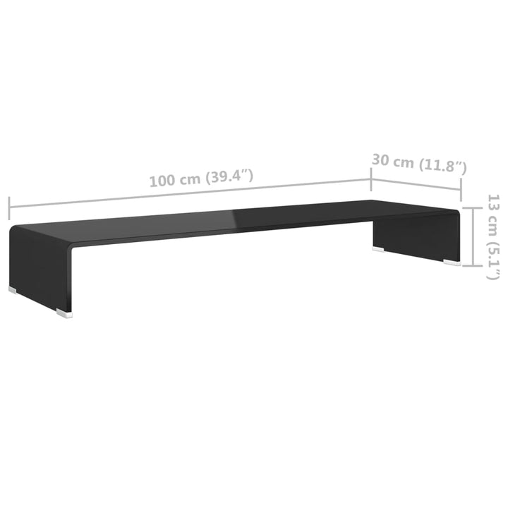 TV-meubel/monitorverhoger zwart 100x30x13 cm glas