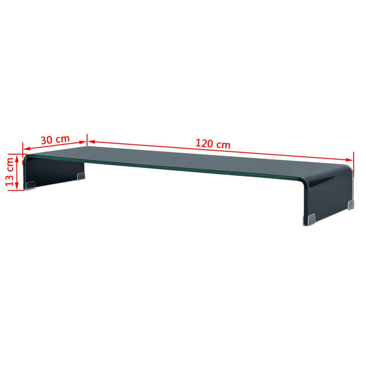 TV-meubel/monitorverhoger zwart 120x30x13 cm glas