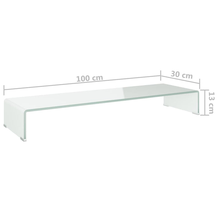 TV-meubel/monitorverhoger wit 100x30x13 cm glas