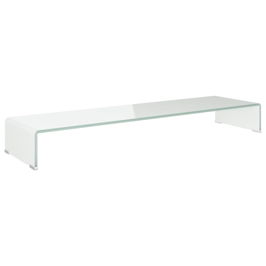 TV-meubel/monitorverhoger wit 110x30x13 cm glas